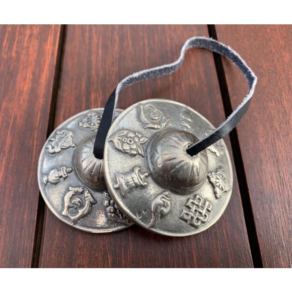 $57.77 - TINGSHA BELLS / TIBETAN CYMBALS - HAND MADE IN NEPAL (2) ISLAND BUDDHA