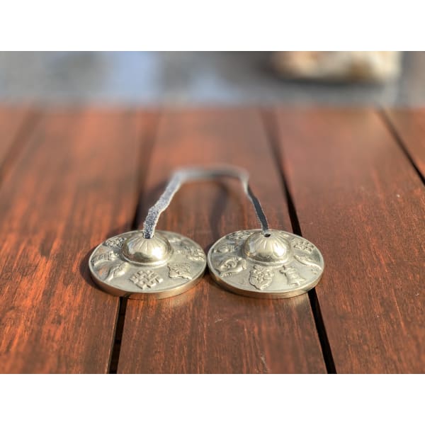 $57.77 - TINGSHA BELLS / TIBETAN CYMBALS - HAND MADE IN NEPAL (4) ISLAND BUDDHA