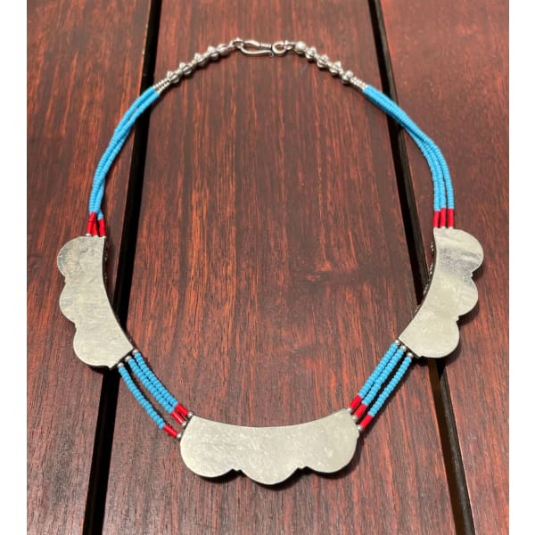 A$54.95 - TURQUOISE &amp; CORAL TIBETAN NEPALESE TRIBAL STYLE BOHO NECKLACE - HAND MADE IN NEPAL 🇳🇵 0.25KG (5) ISLAND BUDDHA