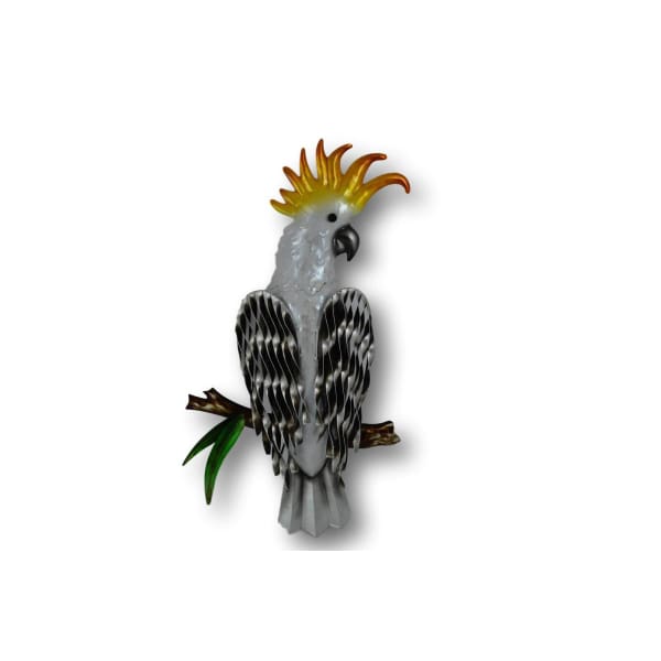 A$49.95 - YELLOW CRESTED WHITE COCKATOO ON A BRANCH WALL ART - HAND MADE BALI METAL ART 0.4KG (1) ISLAND BUDDHA